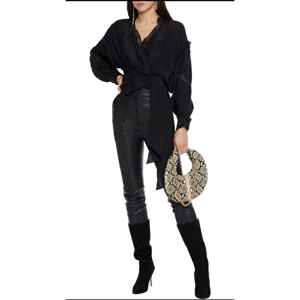 IRO Black Draped Wrap Blouse